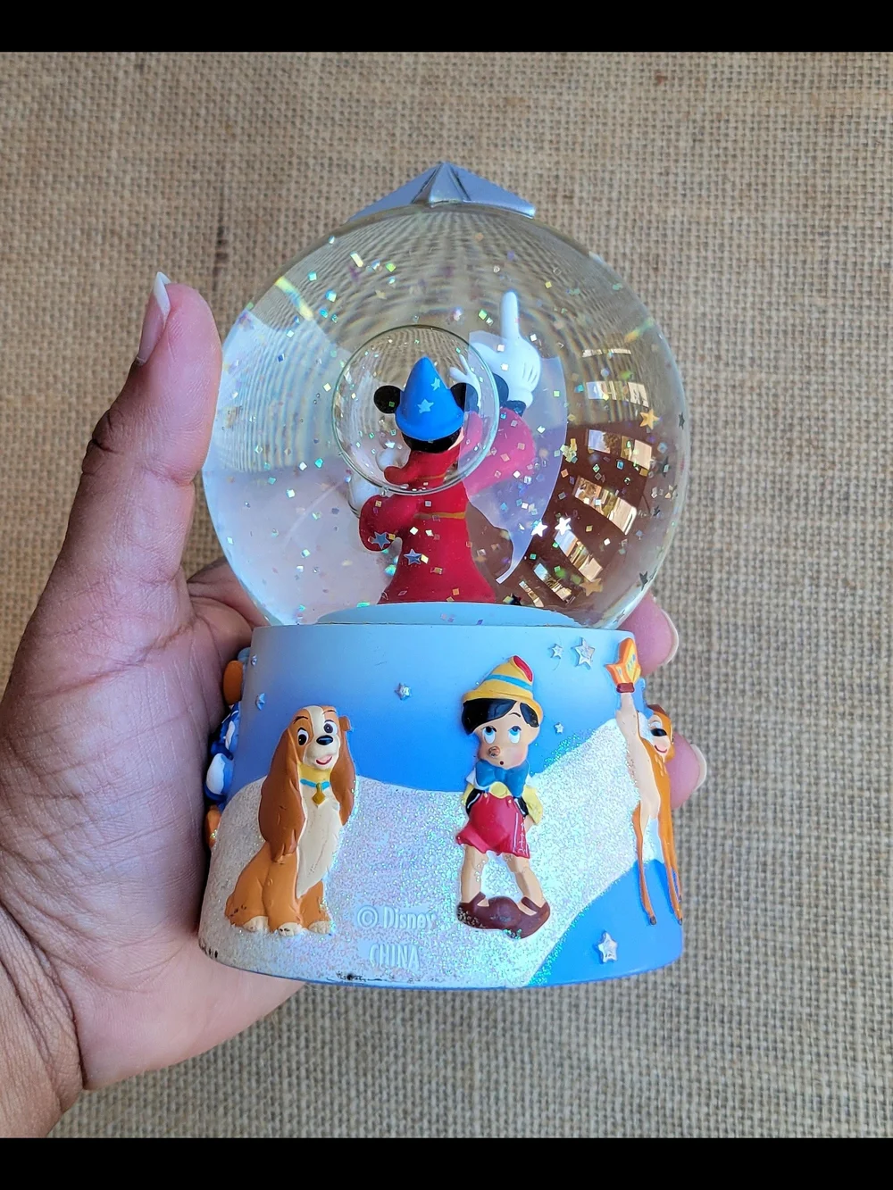 Set of 2 Disney's Snow Globes: Mickey Sorcerer’s Apprentice & Winnie in Honeypot